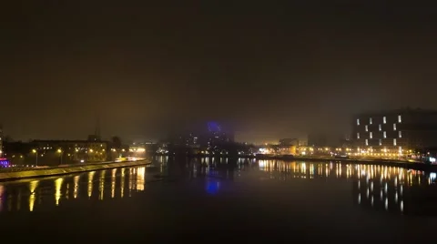Night timelaps of Neva river, Saint Petersburg, Russia Stock-Footage 57173745