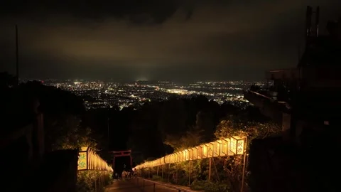Night Timelapse of Ancient Shrine Steps in Japan Stock Footage 336669821