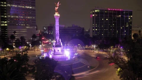 Night timelapse angel de la independencia mexico city Stock Footage 84812151