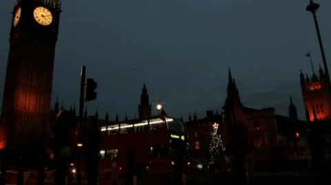 Night Timelapse of Big Ben and Westminister 2011 Stock Footage 10561607