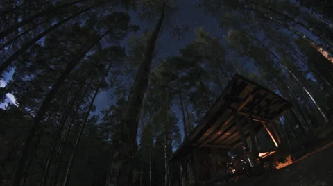 Night Timelapse with Bonfire 库存影片 34844975