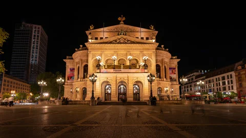 Night timelapse clip from the old Opera house in Frankfurt Stock Footage 338288901
