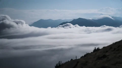 Night timelapse of clouds moving in the valley in Kackar Mountains, Turkey Stock Footage 143870897