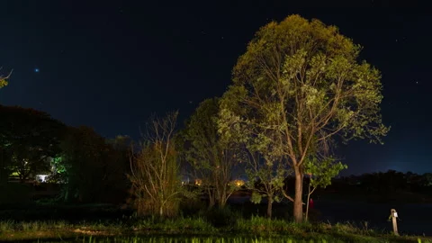 Night timelapse of distant mountains and stars in Hod, Chiang Mai, Thailand Stock Footage 229100981