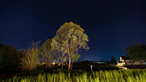 Night timelapse of distant mountains and stars in Hod, Chiang Mai, Thailand Stock Footage 229141422