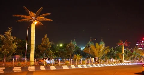 Night timelapse of the exterior of Holy Trinity Cathedral, Addis Ababa, Vídeo Stock 81586041