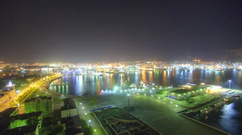 Night timelapse in harbor Stock-Footage 52382655