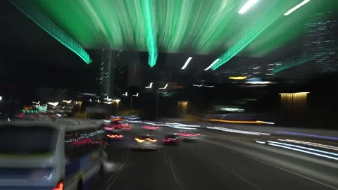 Night Timelapse Highway From Inside A Car at Hong Kong, 4k Video stock 263813490