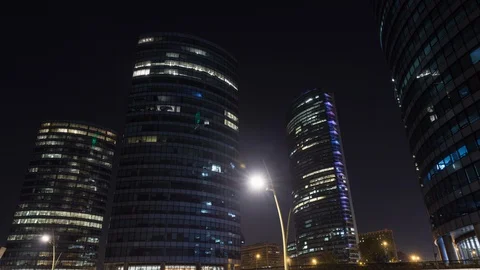 Night Timelapse hyperlapse of Costanera center skyscrapers, Santiago de Chile Stock Footage 100844514