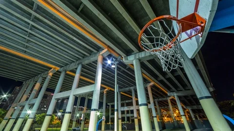 Night timelapse hyperlapse of a I-95 highway support bridge from below Stock Footage 100839721