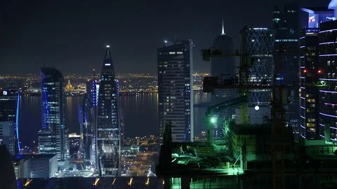 Night timelapse image at Doha cityscape, Qatar. Stock Footage 151866006