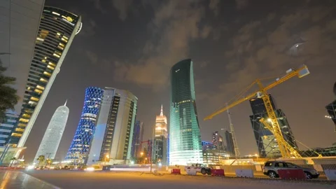 Night timelapse image at Doha cityscape, Qatar. Stock Footage 151866063