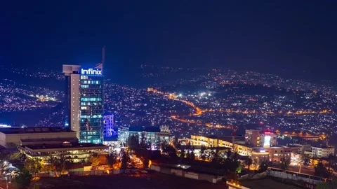 Night timelapse of Kigali City Tower in Rwanda Stock Footage 227377516