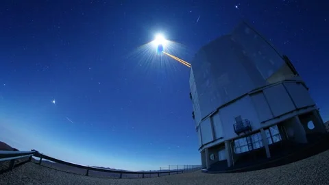 Night timelapse: lasers and moonlight Stock Footage 278457992