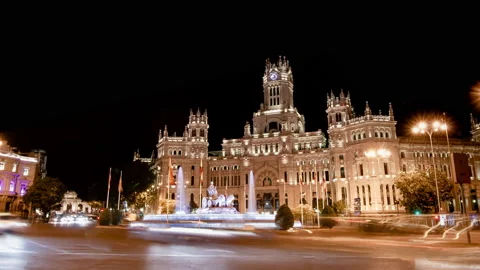 Night timelapse Madrid Stock Footage 139802323
