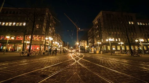 A night timelapse of Mannheim, Germany. Vidéo 95619567