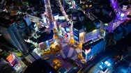 A Night Timelapse Of The Neon Town In Shibuya Crossing High Angle Wide Shot Stock Footage