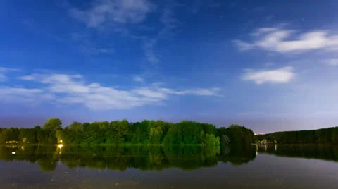 Night Timelapse Over Lake Video stock 23452671