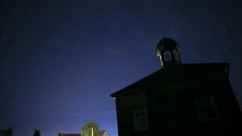 Night Timelapse over mosque in Poland Stock-Footage 101668926