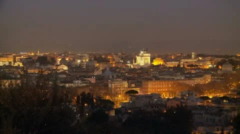 Night timelapse overlooking Rome Stock Footage 10588426