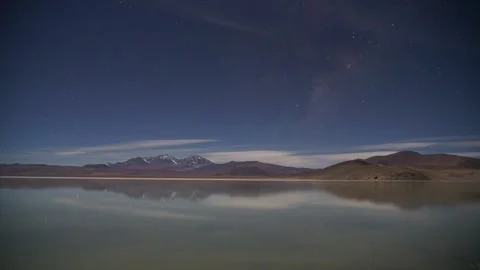 Night Timelapse: a remote lagoon in the desert Stock Footage 278312260