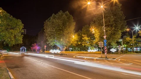 Night timelapse with road Видео 94722870