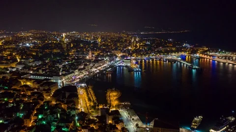 Night Timelapse of Split, coast city in Croatia Stock Footage 127332429