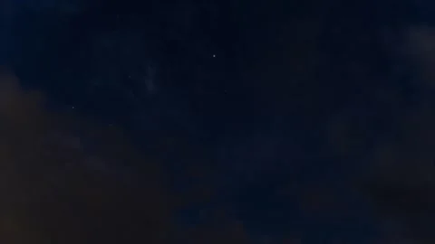 Night timelapse. starry sky. cloudy sky. starlink flying satellites Stock Footage 276984621