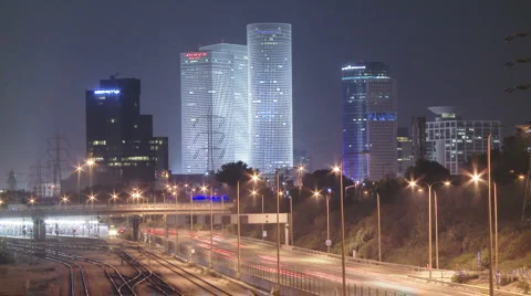 Night timelapse in tel aviv Stock Footage 2976659
