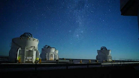 Night Timelapse: Telescopes and moonlight Stock Footage 278456548
