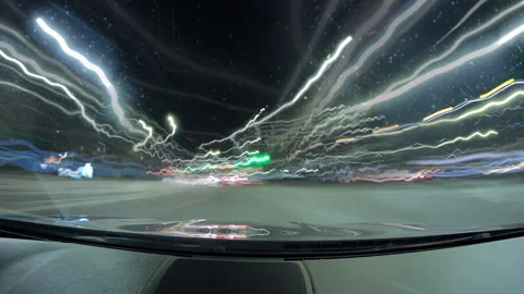 Night timelapse through traffic night big city. Glittering streets (buildings) Stock Footage 267968003