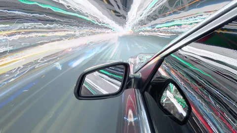 Night timelapse through traffic night big city. Glittering streets (buildings) Stock Footage 267968257
