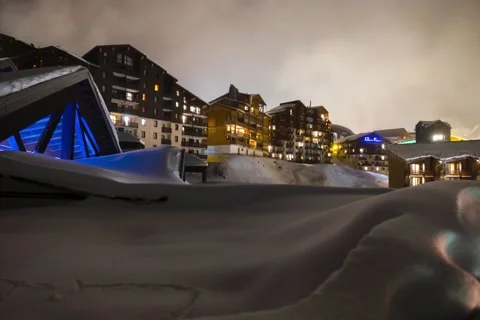 Night timelapse in val thorens Les Belleville french alps Stock Footage 235066744