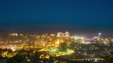 Night timelapse video of Kigali, Rwanda Stock Footage 229429384