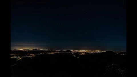 Night timelapse with a view of Telde agglomeration in Gran Canaria Stock Footage 320770871