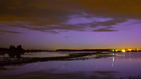 Night timelapse with weak aurora Stock Footage 56902811