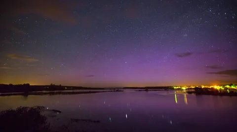 Night timelapse with weak aurora Stock Footage 56902846