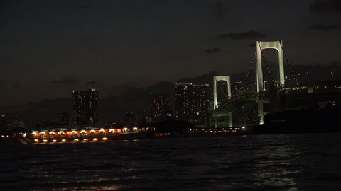 Night in Tokyo Bay 스톡 동영상 96169428