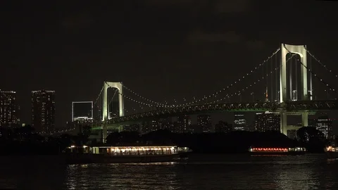 Night in Tokyo Bay Stock Footage 96172045