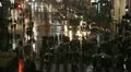 Night Tokyo Crowd People Walk Crossing Street Umbrellas Rainfall Rain Rainstorm HD Footage