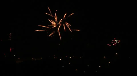 Night town sky firework Stock Footage 45637792
