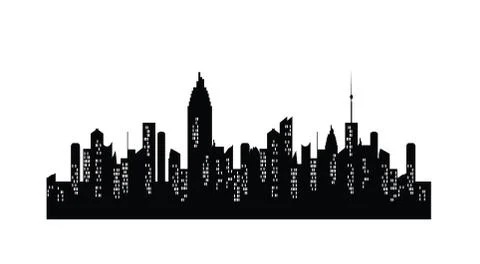 Night town on transparent background. Vector cities silhouette Stock Illustration
