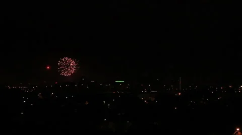 Night town under firework Stock Footage 45641871
