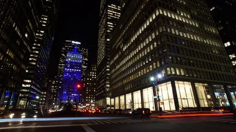 Night Traffic and Long-Exposure Time-Lapse video of Park Avenue in NYC Stock Footage 74133460