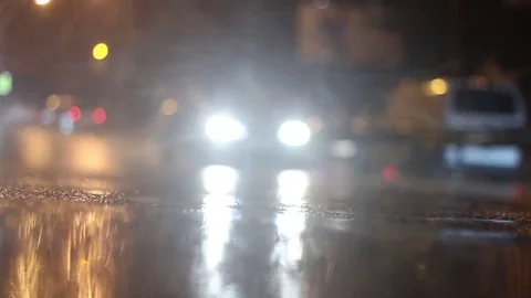 Night traffic and rain Stock Footage 72382457