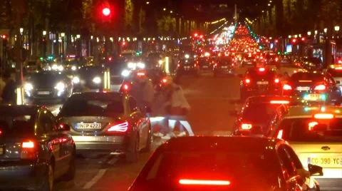 Night Traffic by Arc de Triomphe Paris Stock Footage 67602654
