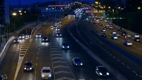 Night Traffic in Barcelona. Stock Footage 78034530