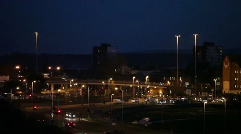Night traffic by the bay 9907 Stock Footage 4017498