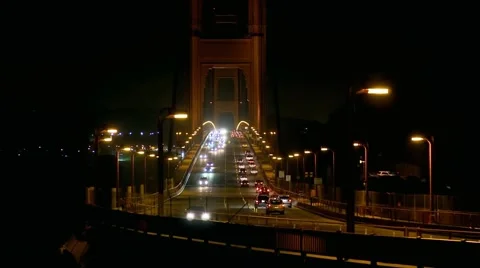 Night traffic on the big bridge Stock Footage 49060152