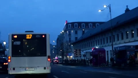 Night traffic in Bucharest, Romania Stock Footage 144136722